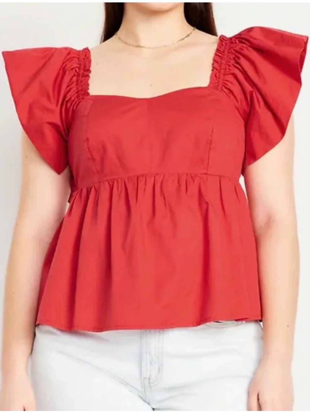 NWT Old Navy Sweetheart Flutter Sleeve Top (Red) - medium